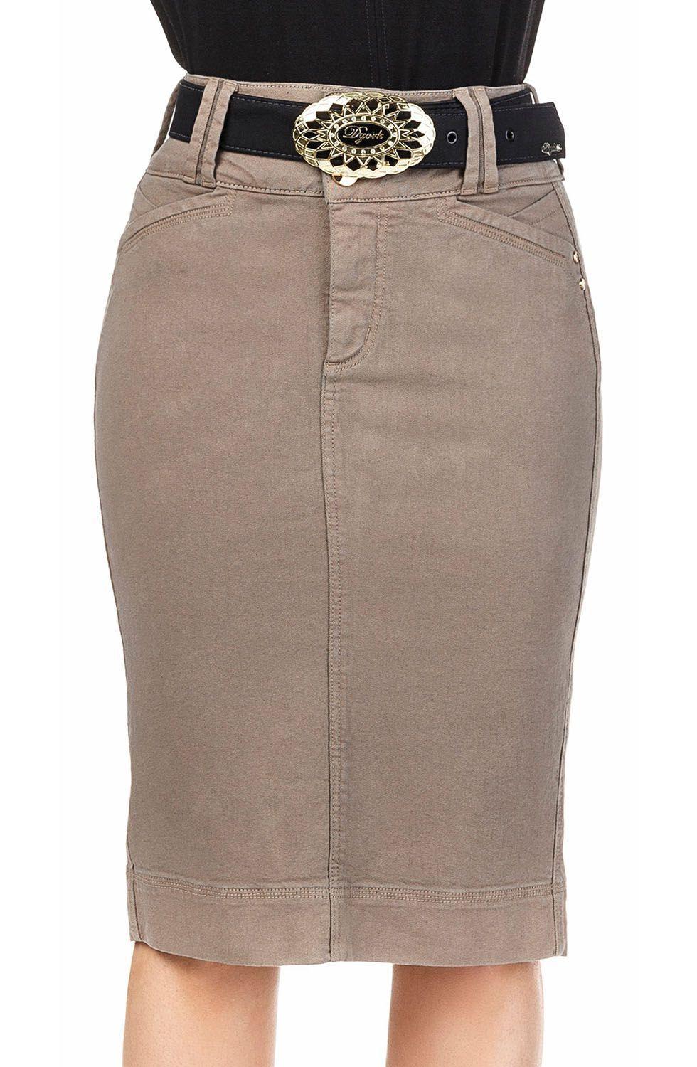 saia jeans marrom