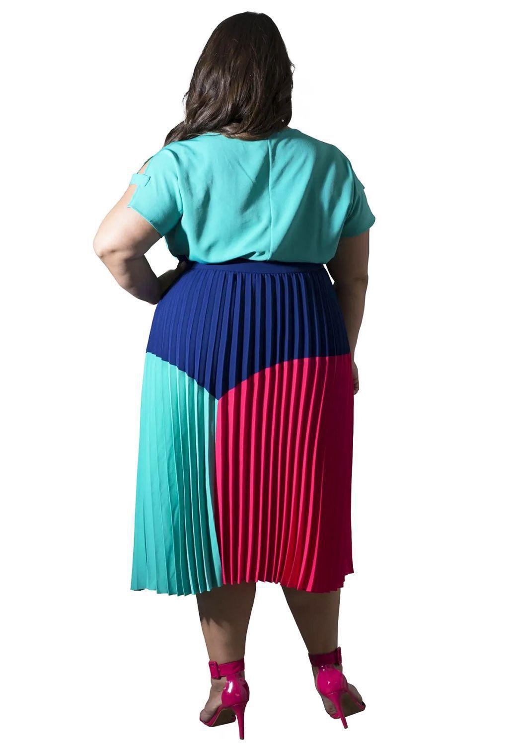 saia plissada tricolor