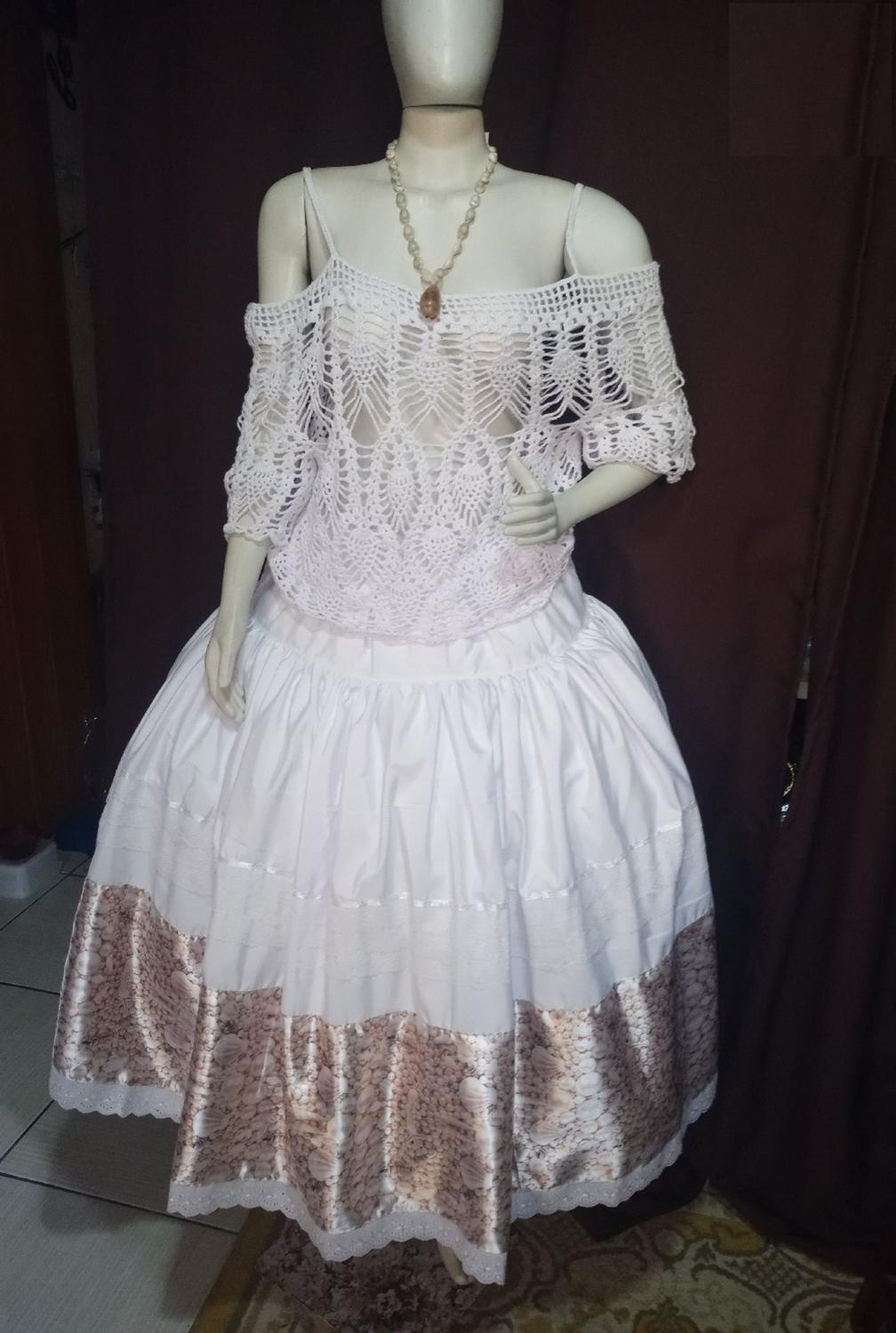 Tule Bordado Azul Saia De Umbanda Iemanja Saia De Umbanda Iemanja