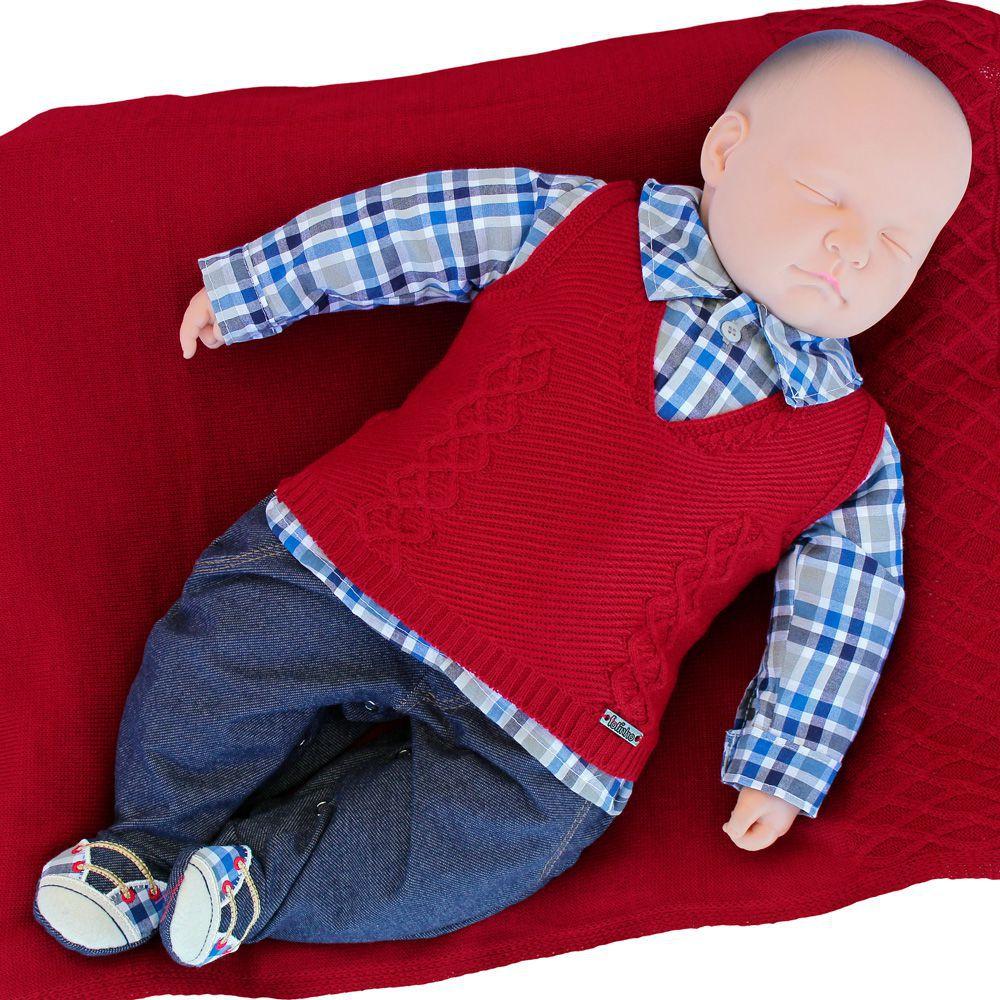 saída de maternidade vermelha masculina