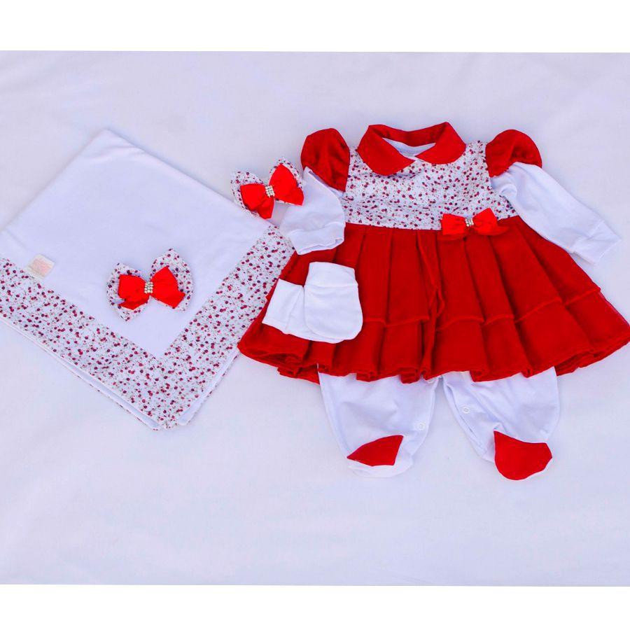 saída de maternidade vermelha para menina