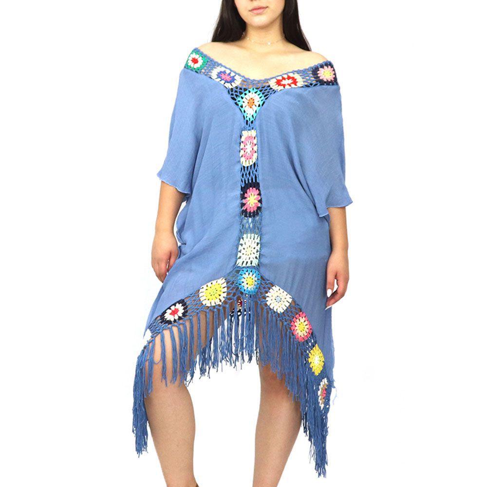 vestido de croche com franja