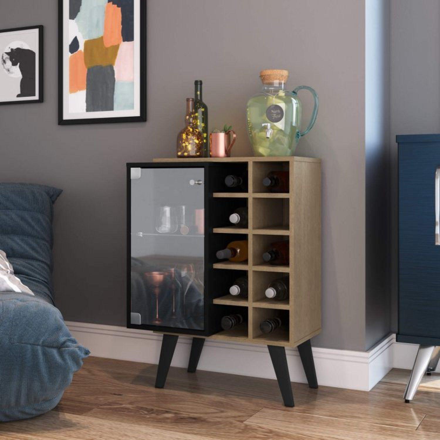 Sala de Estar Completa com Rack e Adega Retrô Madri Espresso Móveis