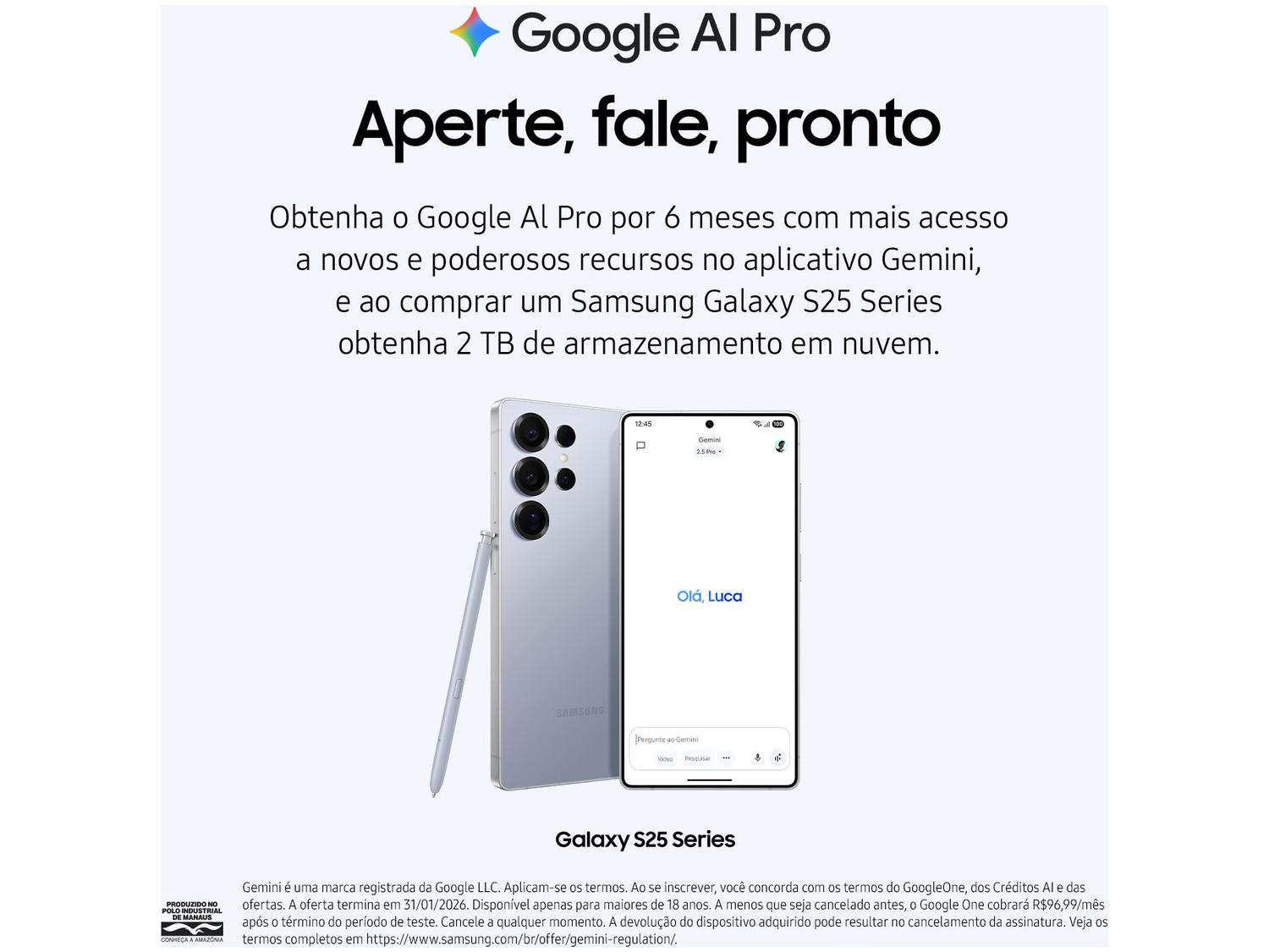 Samsung Galaxy S25 5G 256GB Galaxy AI Azul 6,2" 12GB RAM Câm. Tripla 50+12+10MP Bateria 4000mAh Dual Chip