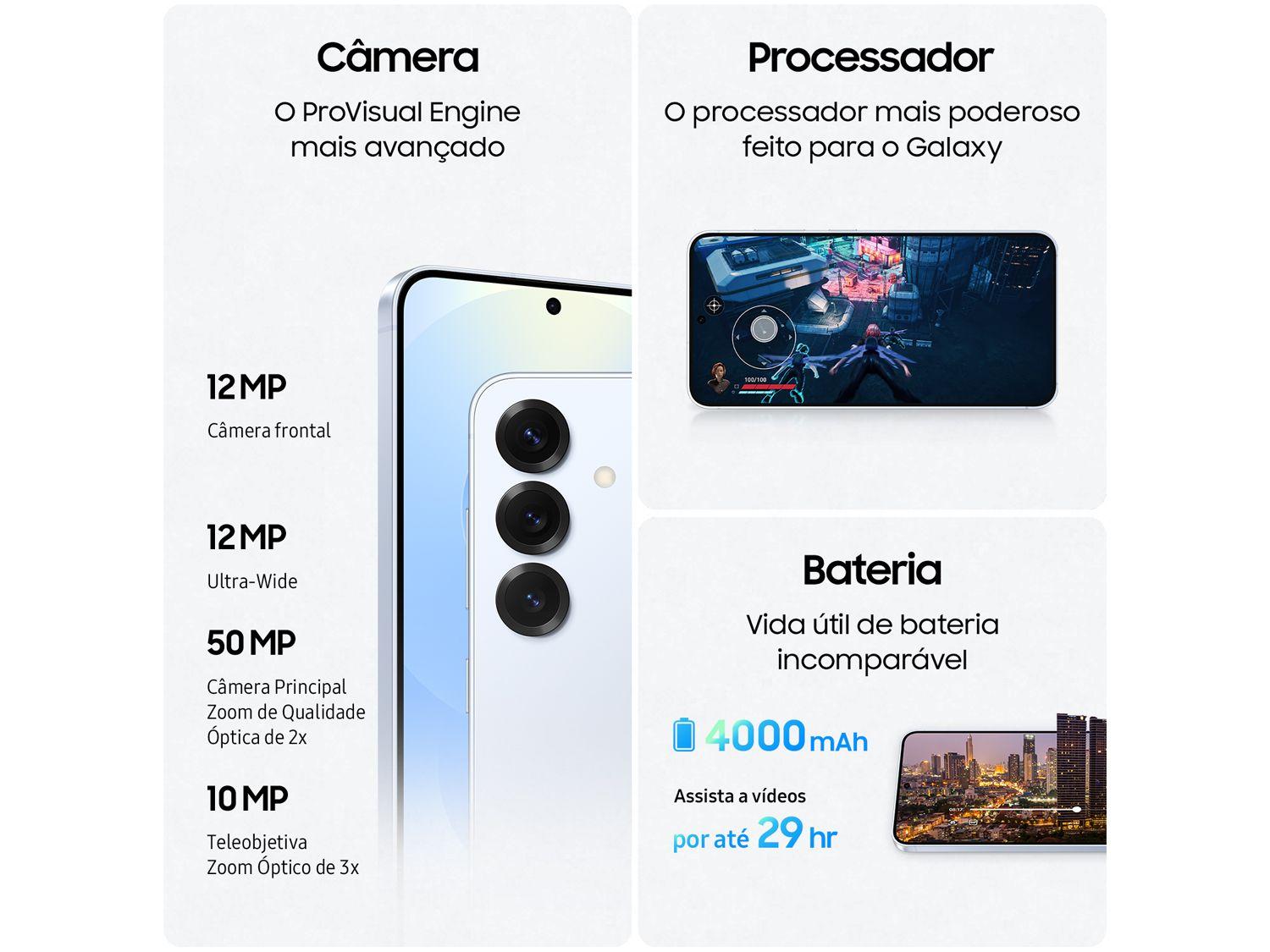 Samsung Galaxy S25 5G 256GB Galaxy AI Azul 6,2" 12GB RAM Câm. Tripla 50+12+10MP Bateria 4000mAh Dual Chip