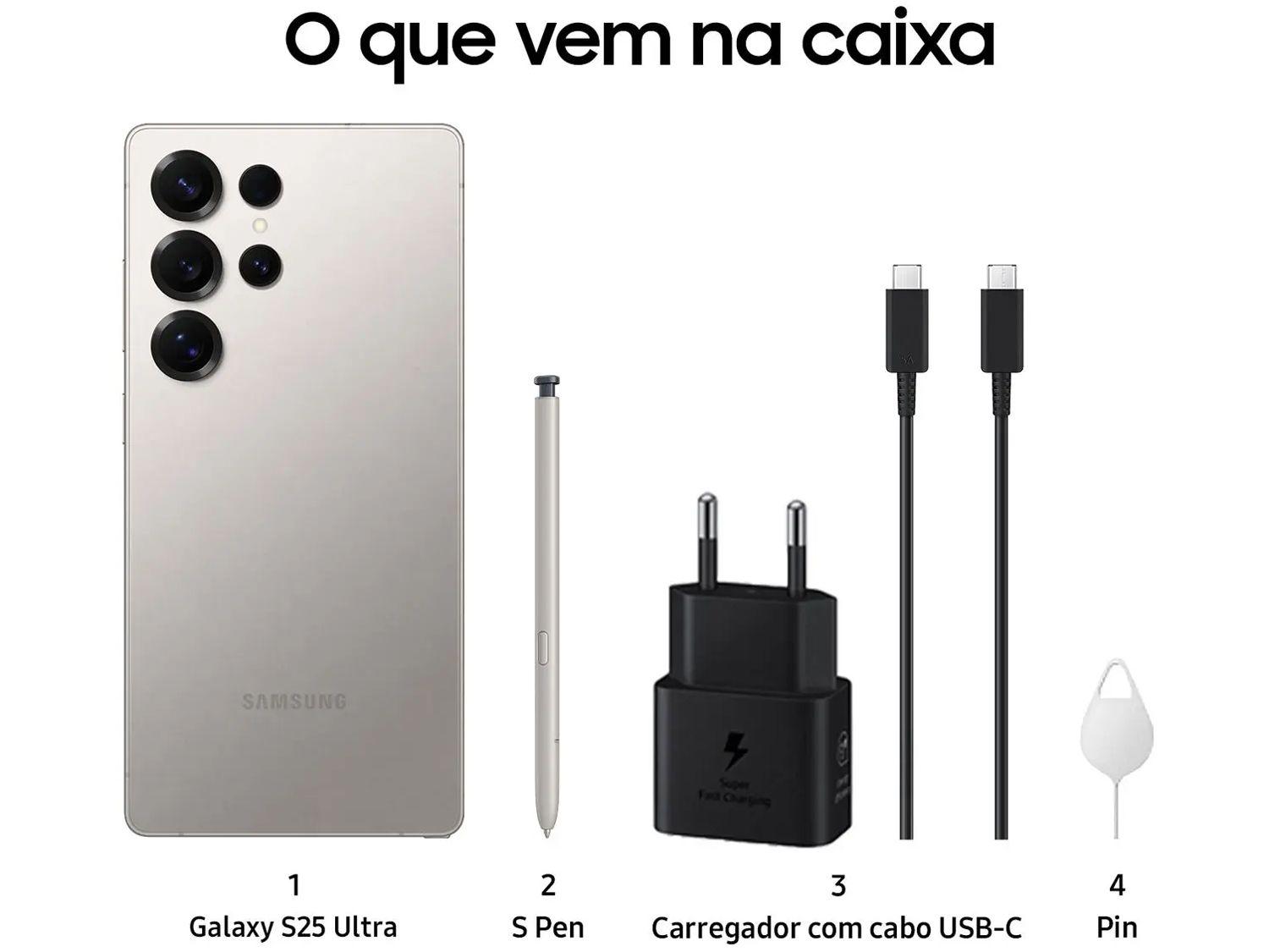 Samsung Galaxy S25 Ultra 5G 256GB Galaxy AI Titânio Cinza 6,9