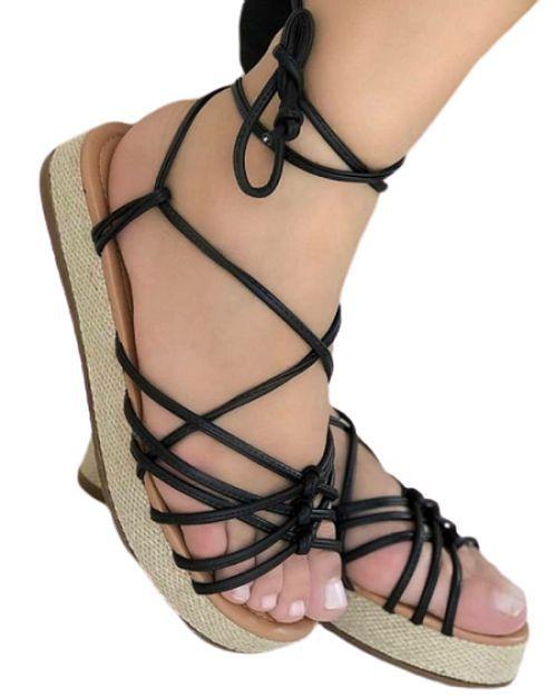 sandalia plataforma de amarrar