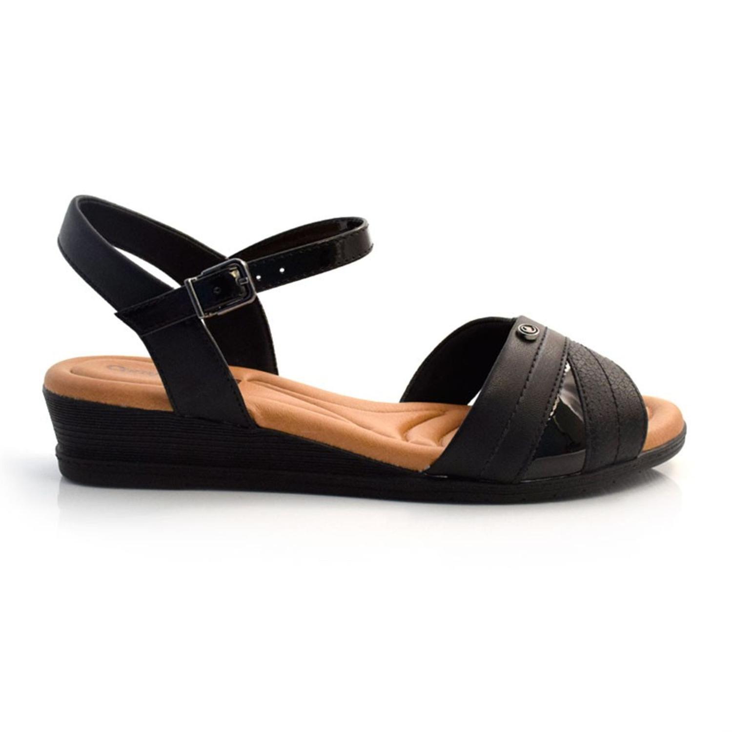 sandália comfortflex anabela baixa