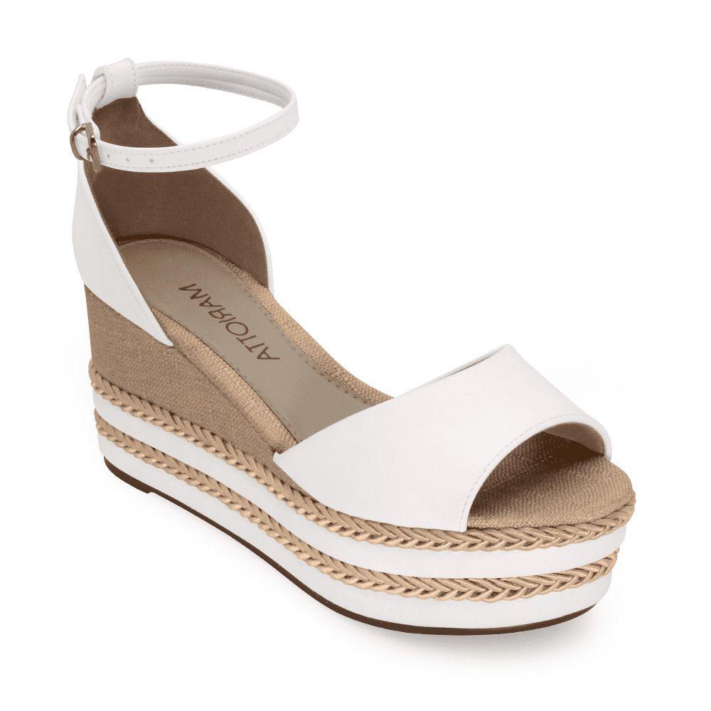 Sandália Ramarim Total SandÃ¡lia Anabela Natural Mix White