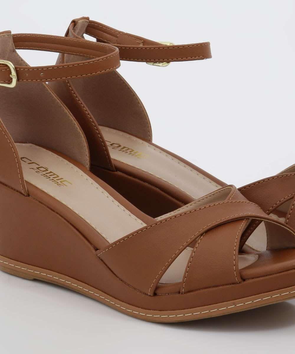 Sandália Anabela Feminina Tira Transpassada - Cromic - Sandália Feminina -  Magazine Luiza