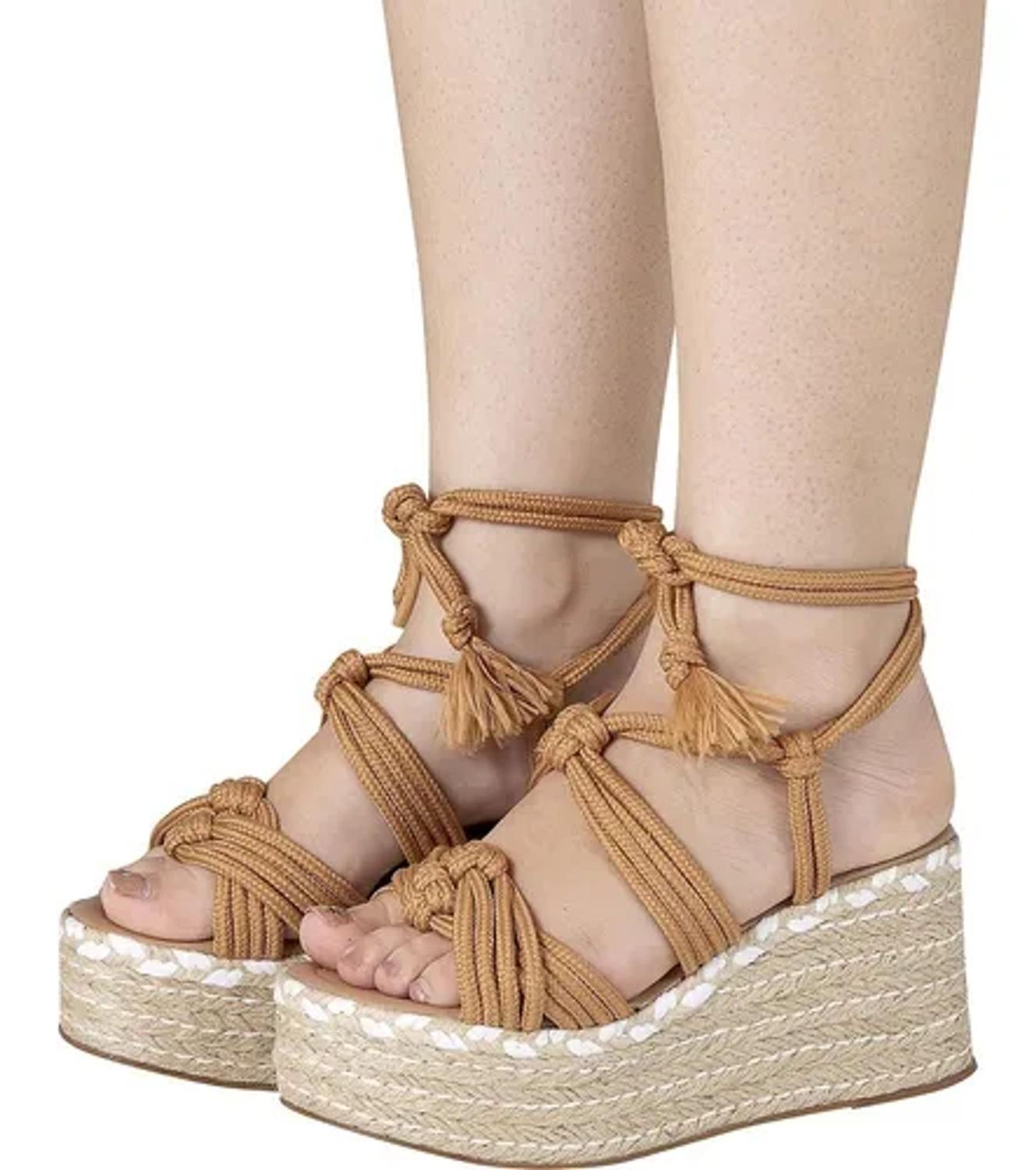 Sandália Anabela Flatform Corda De Amarrar Marfim Liso - MARCELO CALÇADOS -  Outros Moda e Acessórios - Magazine Luiza