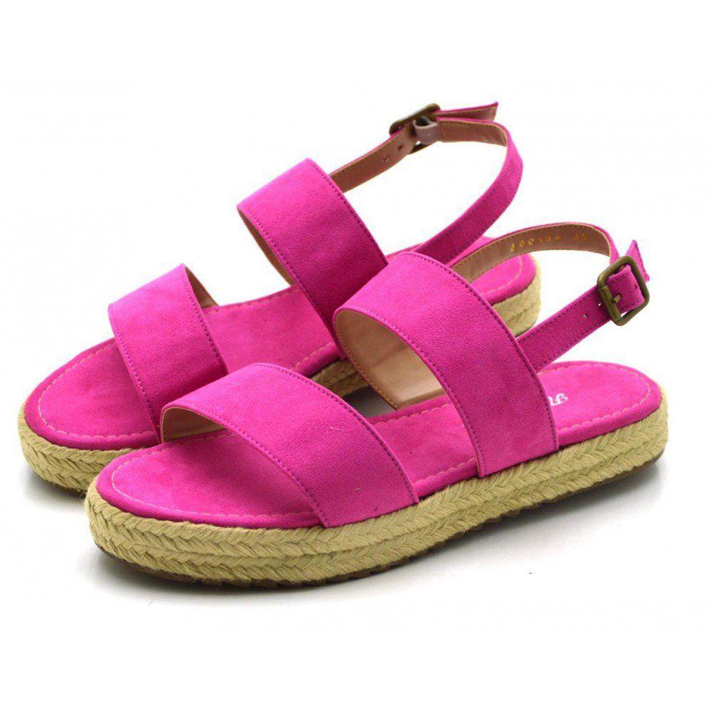 sandalia anabela rosa pink
