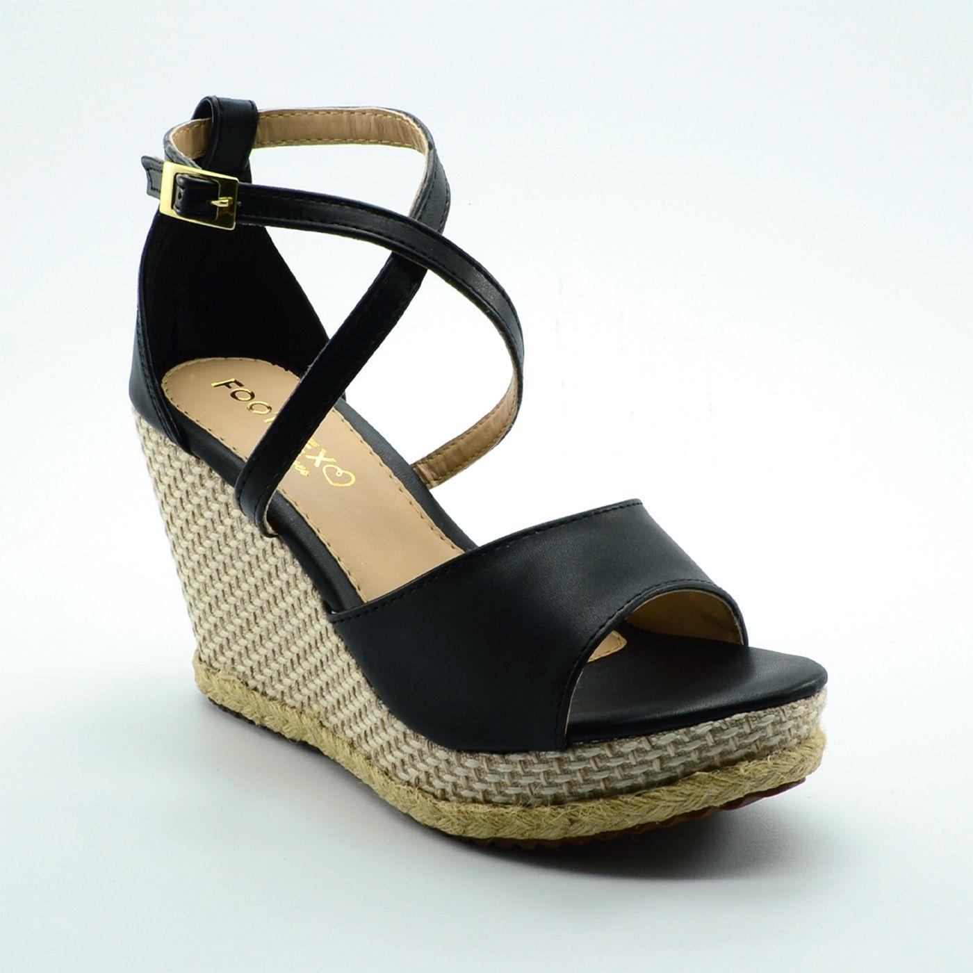 Sandália Anabela Salto Plataforma Corda FootFlex Confortável