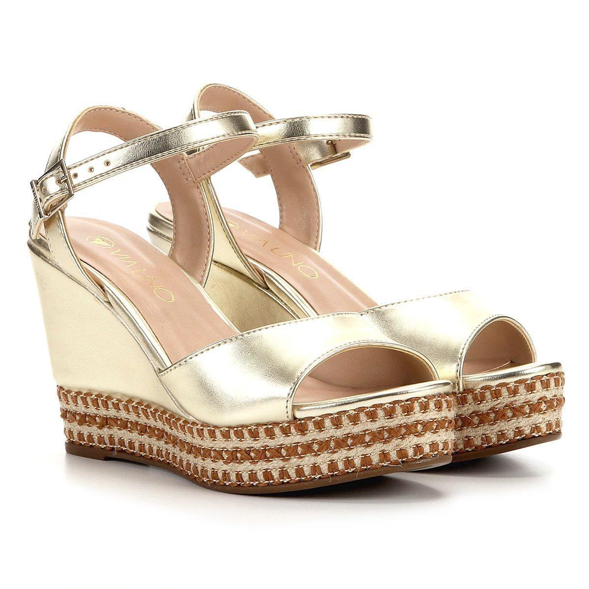 Sandália Anabela Via Uno Corda Metalizada Feminina - Sandália Feminina -  Magazine Luiza