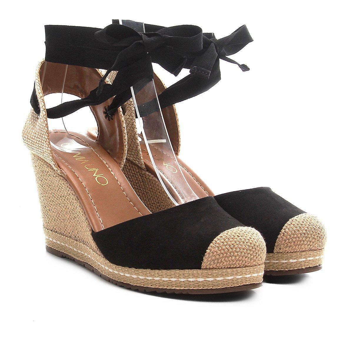 espadrille anabela via uno em suede feminina