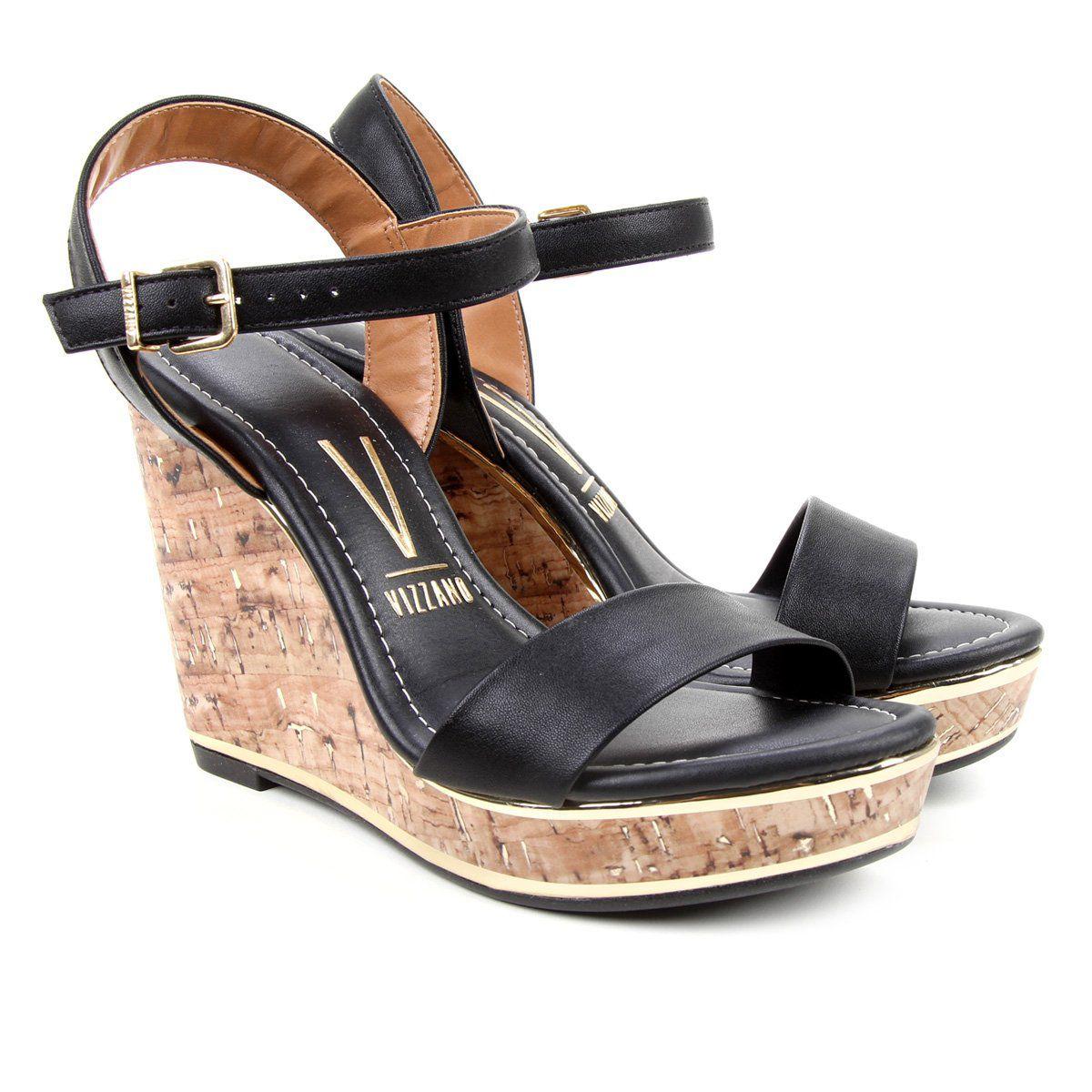 Salto Alto SandÃ¡lia Anabela Vizzano Salto CortiÃ§a Sandália