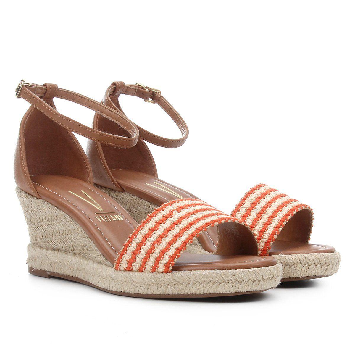 Sandália Anabela Vizzano SandÃ¡lia Vizzano Corda Caramelo SandÃ