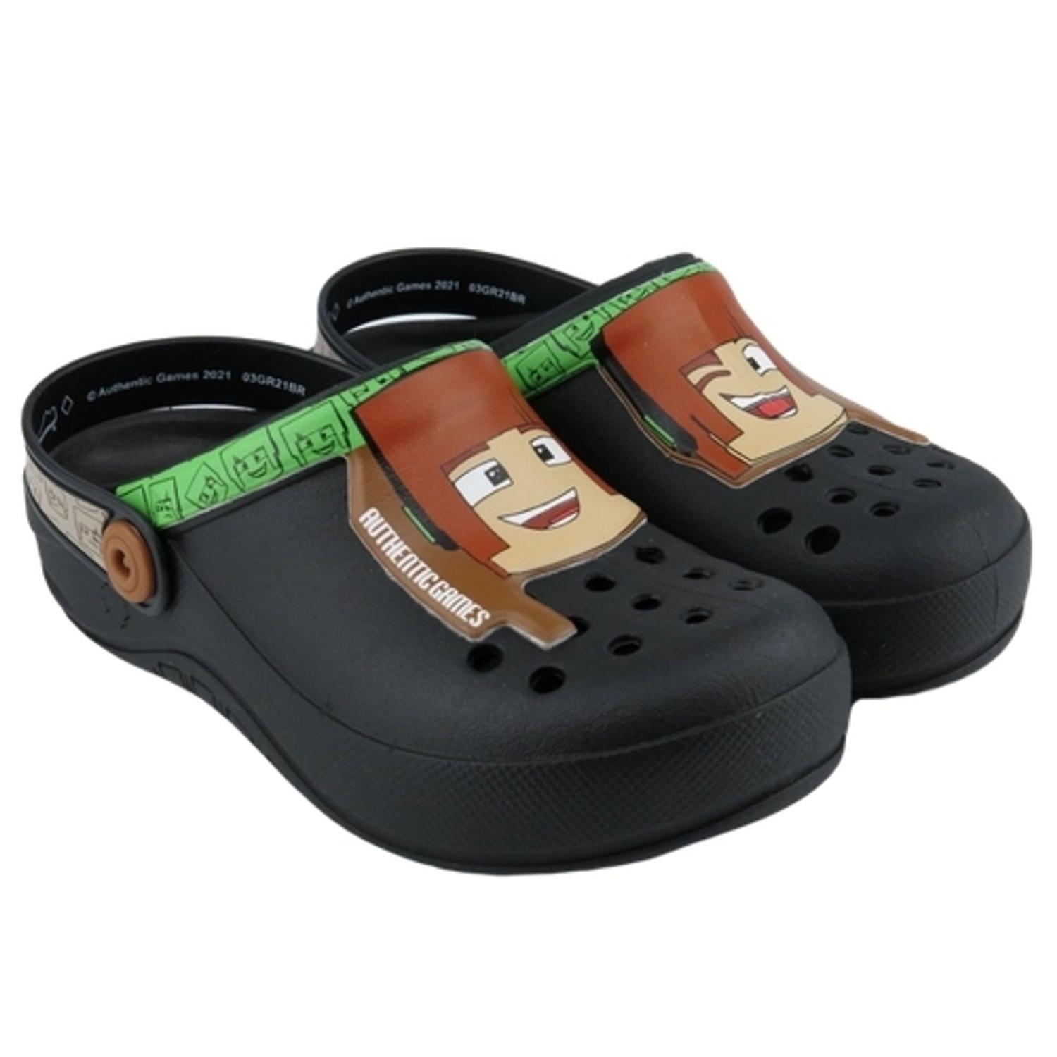 Sandália Babuche Infantil Grendene Authentic Games Pixel 22517 - Cor: Preto  - Tamanho: 26/27 - Babuche / Clog Infantil - Magazine Luiza