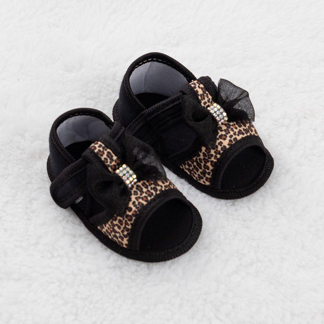 Sandália Bebê Menina Lacinho Preta com Oncinha - Keto - Sandália para Bebês  - Magazine Luiza