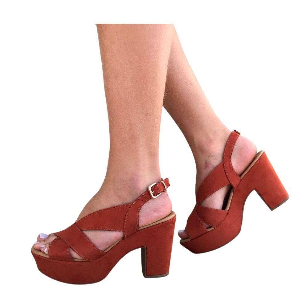 Sandália Bebecê Plataforma Trançada Camurça Suede Marrom - Outros Moda e  Acessórios - Magazine Luiza