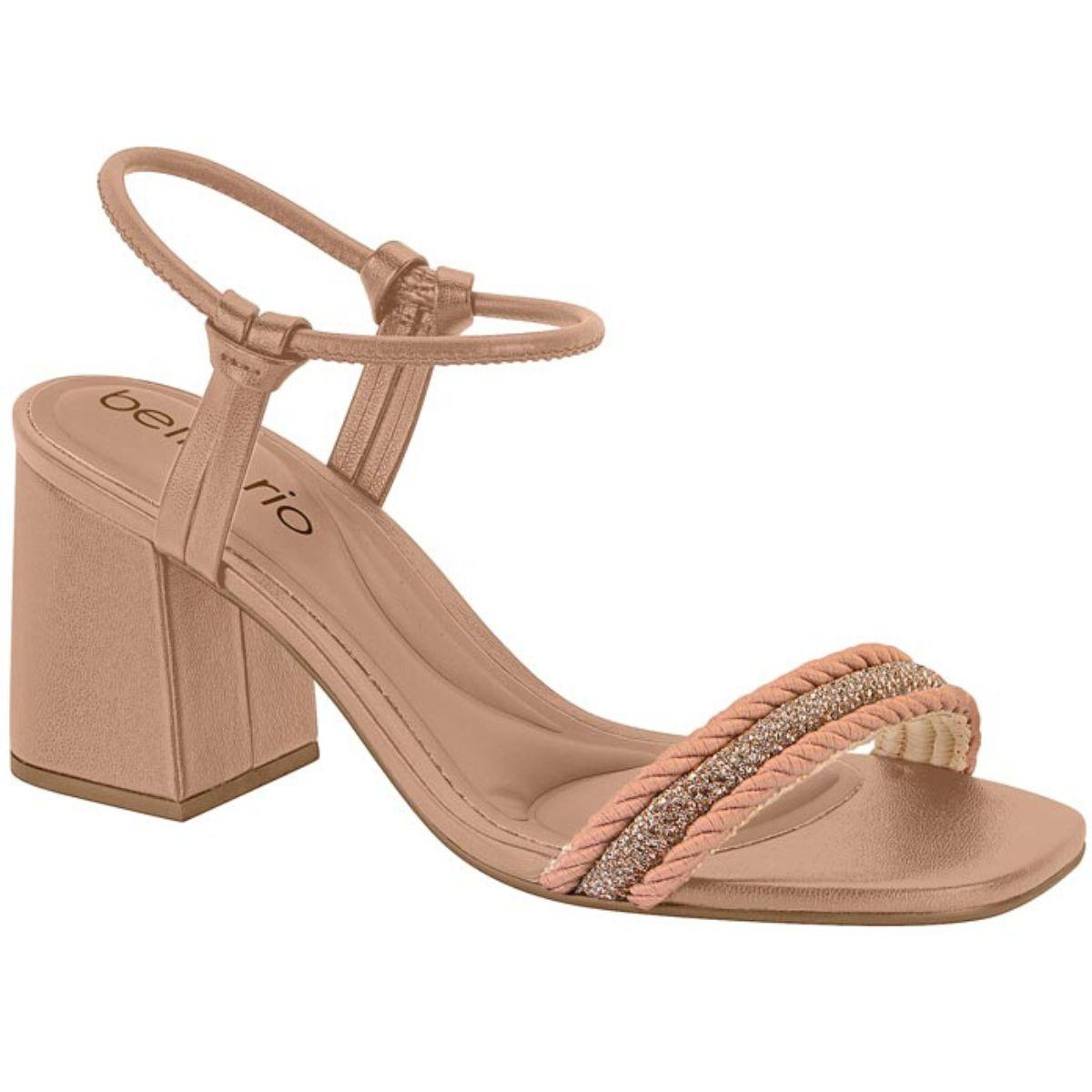 Salto Médio Sandalia Tira Fina E Salto Grosso Sandália Beira Rio