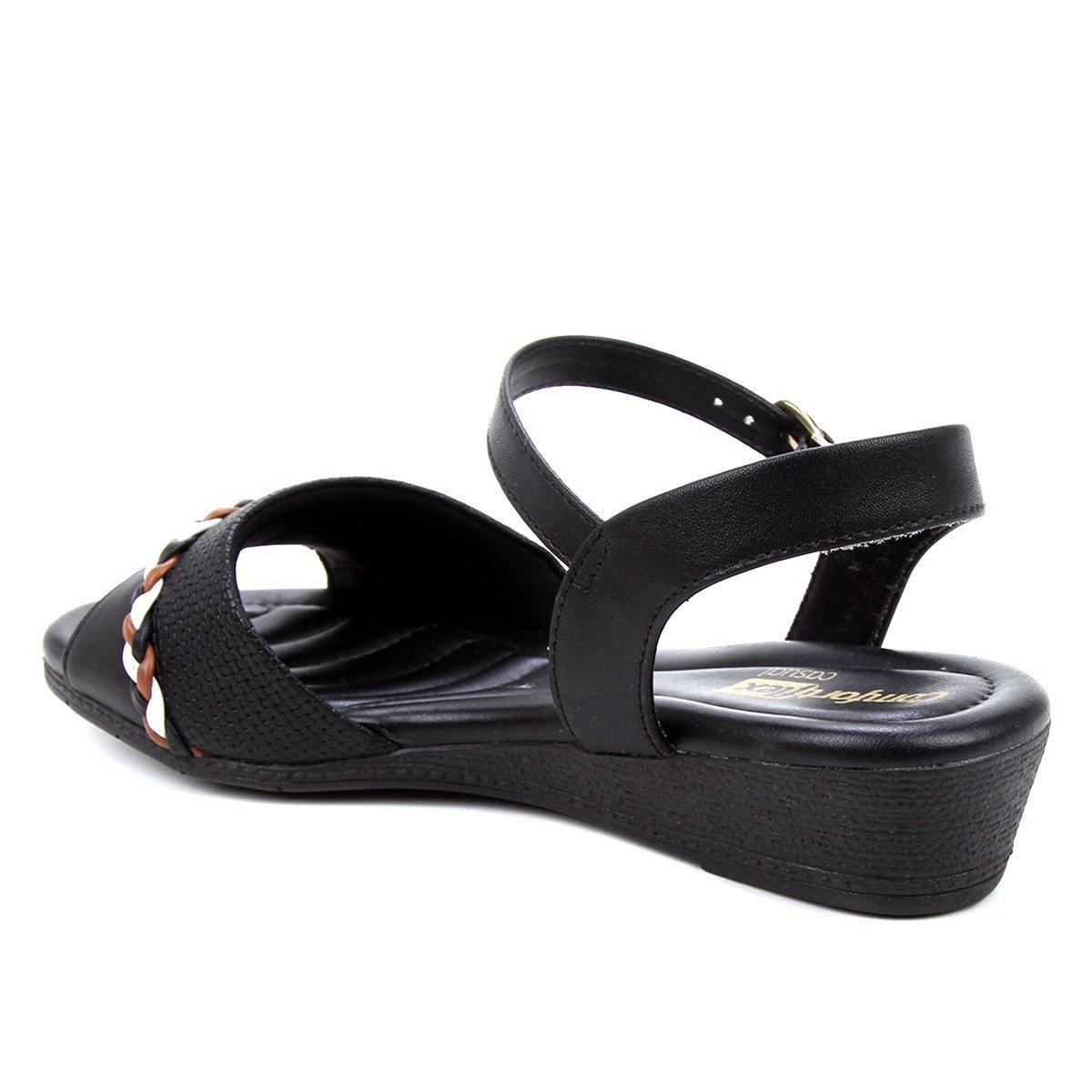 sandália comfortflex anabela baixa