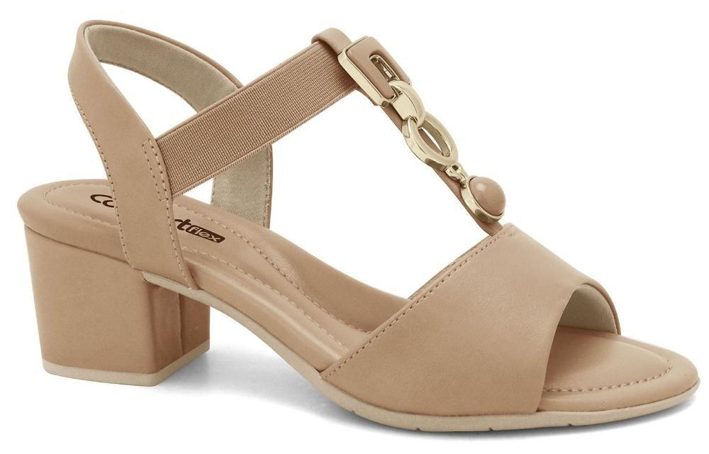 Sandália Comfortflex Salto Bloco Feminino 2557302 Sandália