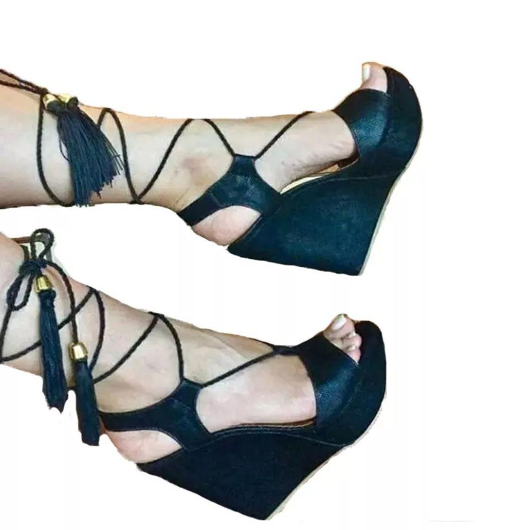 anabela branca de amarrar