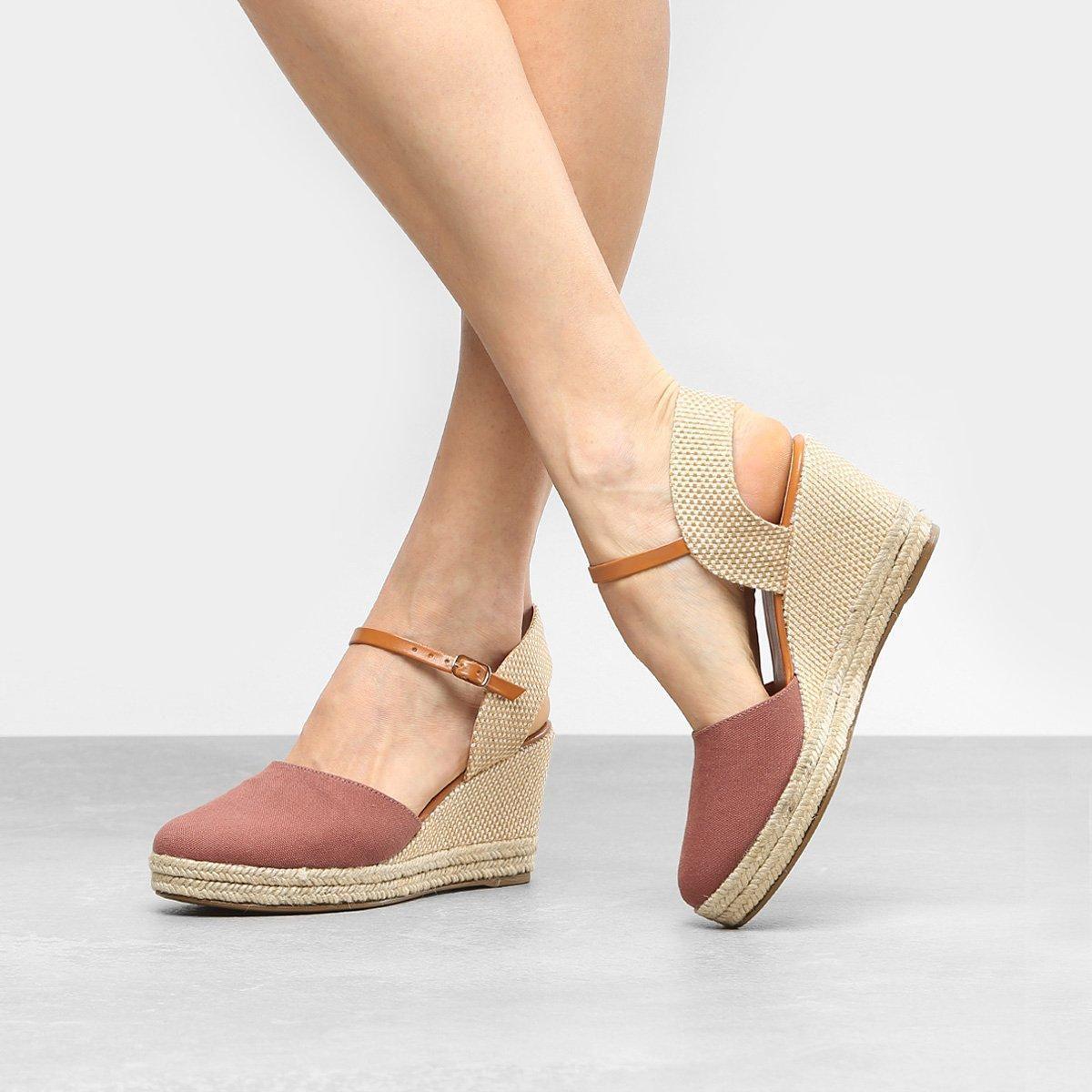 sandália espadrille anabela ala com trama feminina