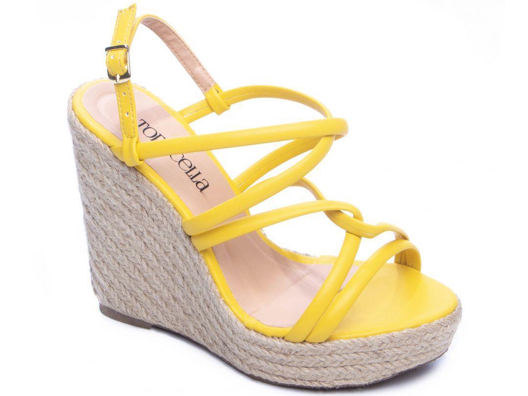 Sandália Feminina Anabela Cor Amarela com Detalhe plataforma - Torricella -  Sandália Feminina - Magazine Luiza