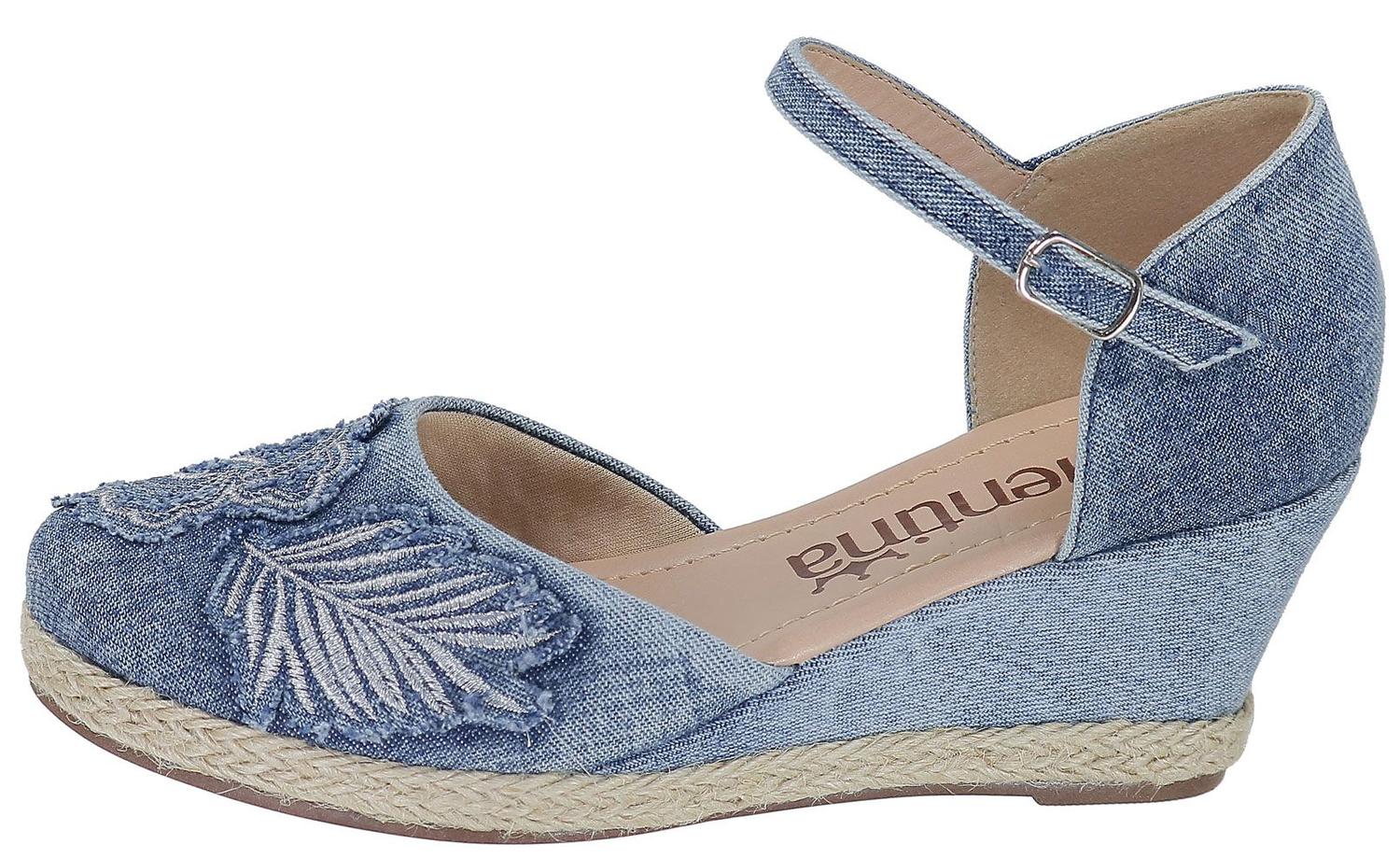 sandalia anabela jeans