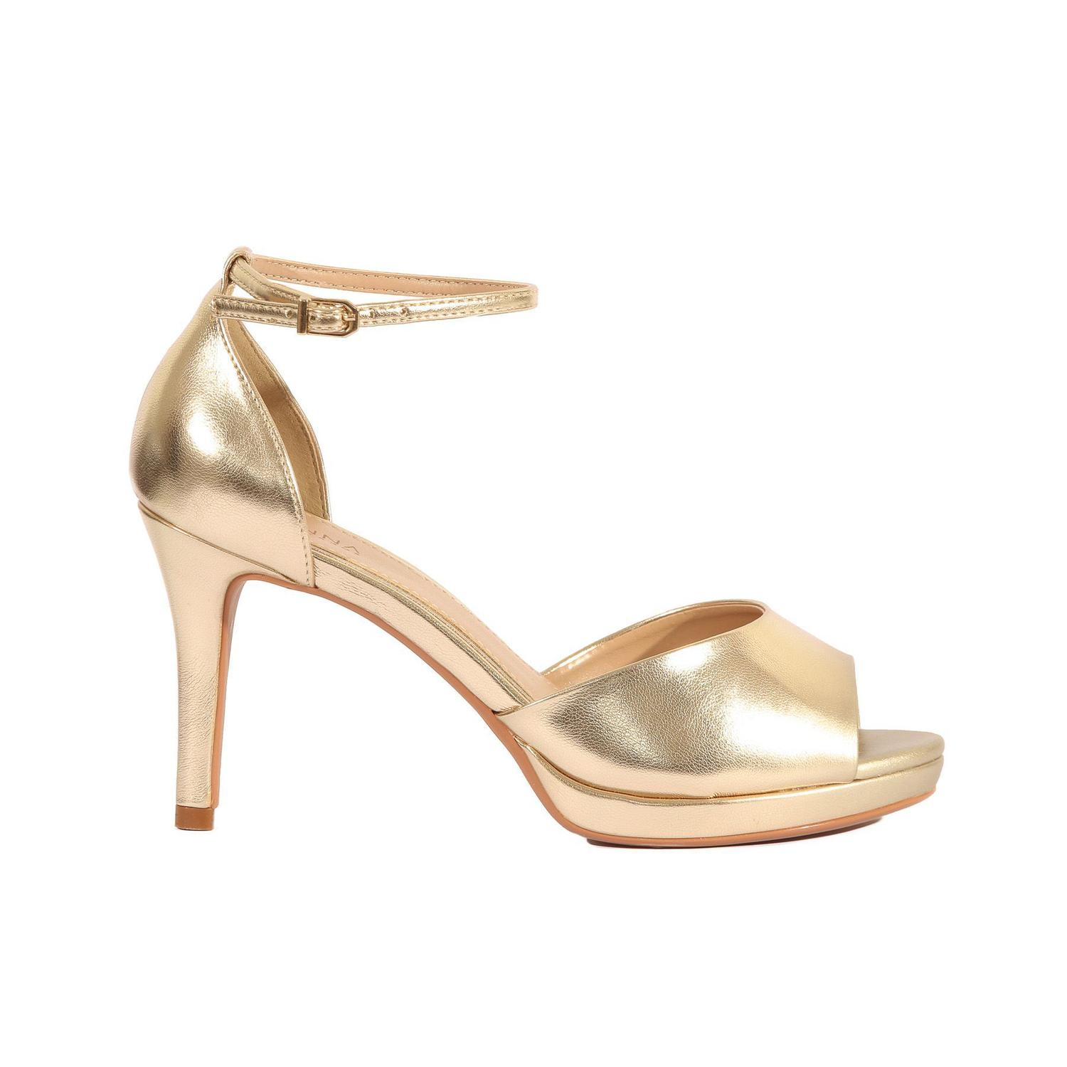 sandalia meia pata salto medio