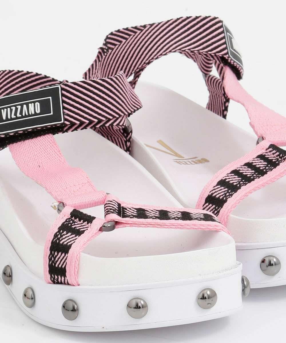 sandália flatform listras vizzano