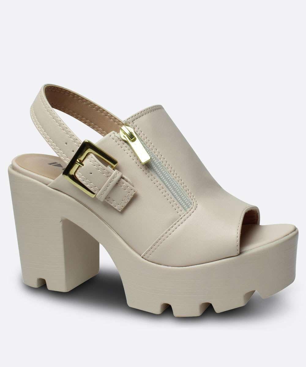 Sandália feminina open boot salto alto tratorado quiz Clearance