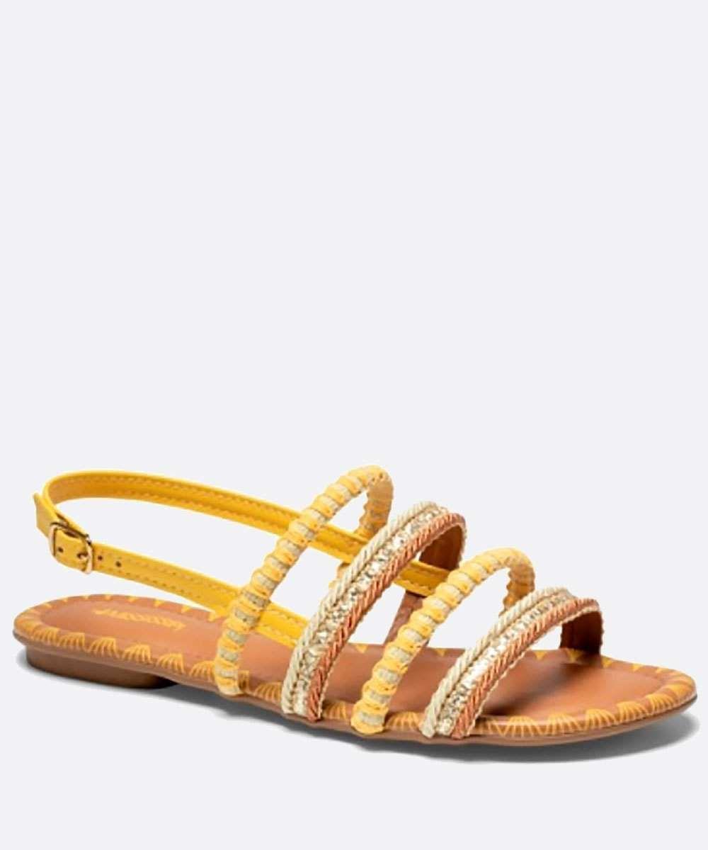 Sandália Feminina Mississipi Rasteira com Tiras de Brilho MISSISSIPI
