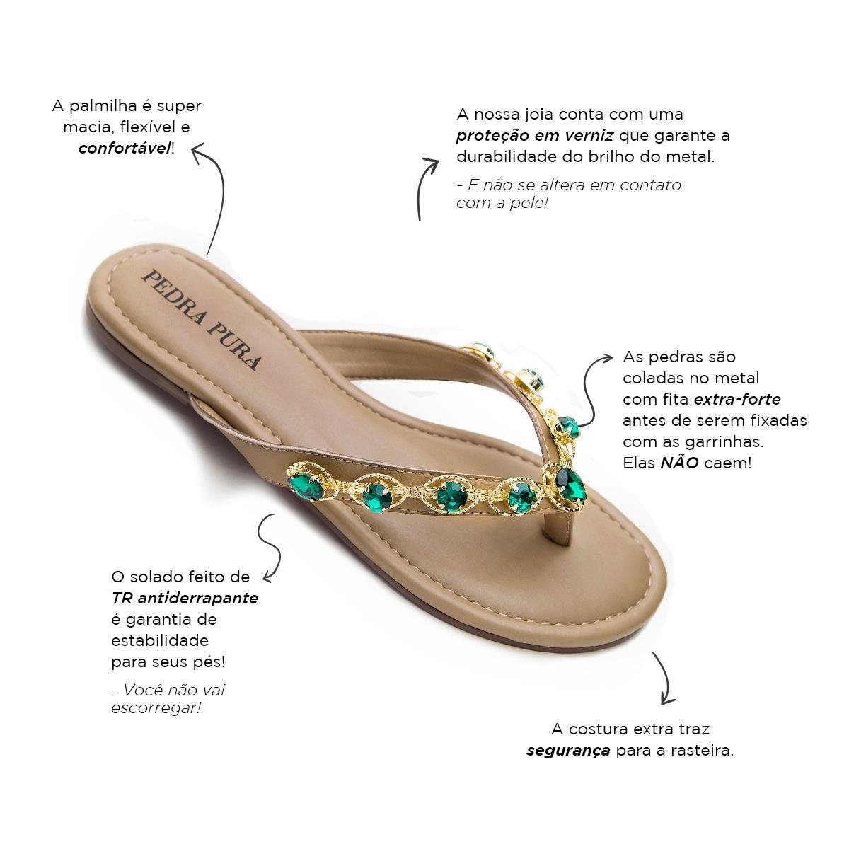 Sandália Feminina Rasteirinha Pedraria - Pedra Pura Shoes - Sandália Feminina - Magazine Luiza