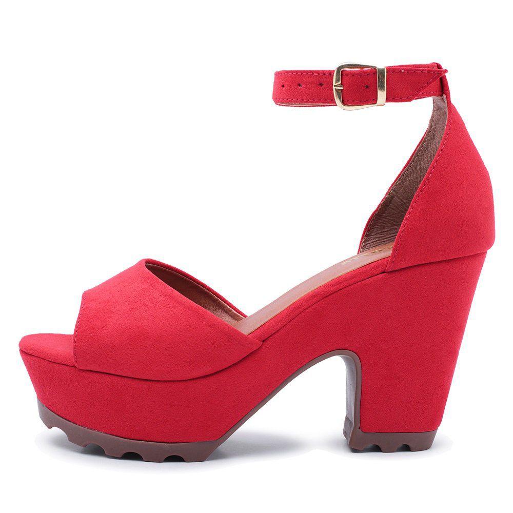 sandalias vermelhas salto grosso
