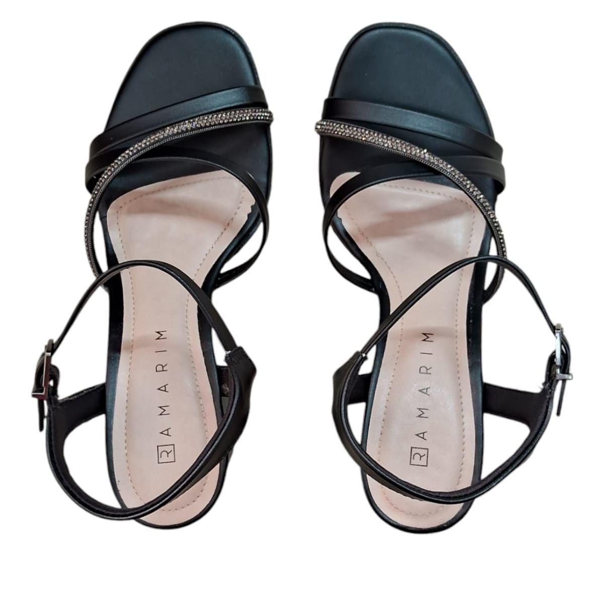 Sandália Feminina Salto Baixo Strass Ramarim Preto 2431204