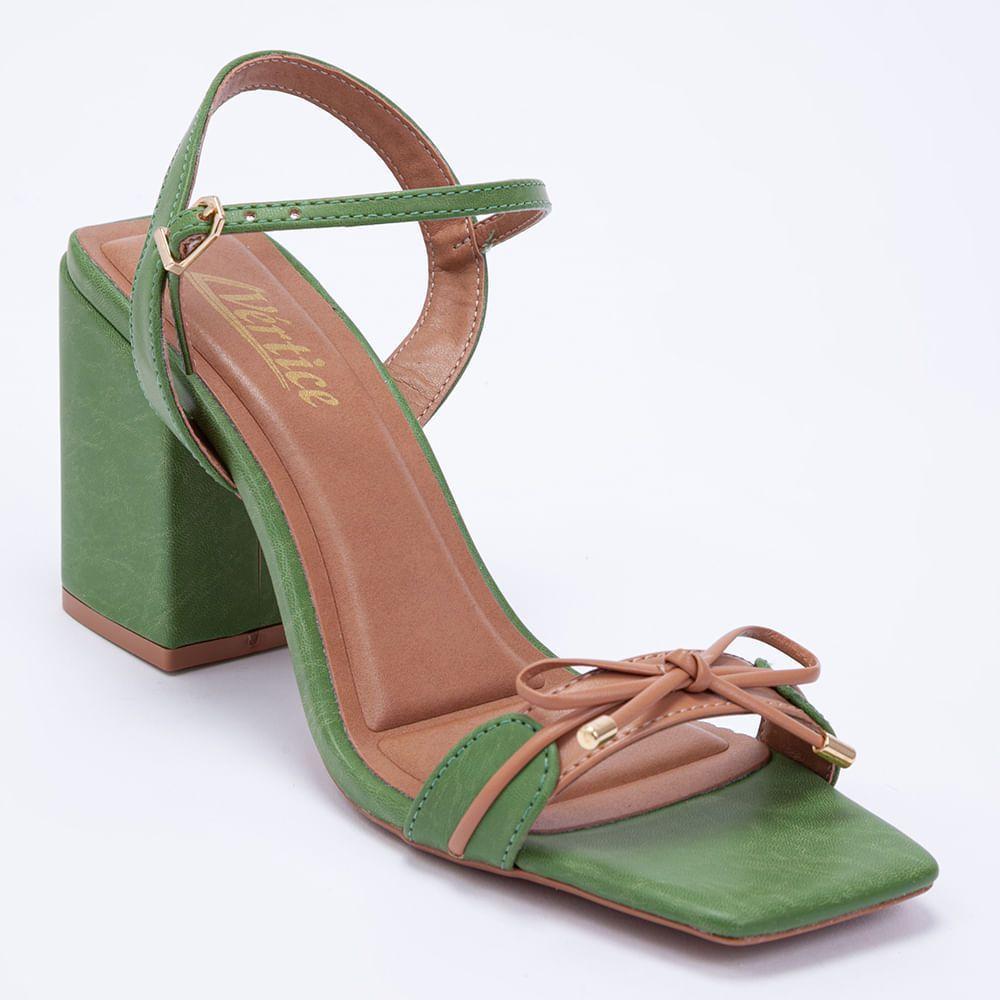 Sandália Feminina Salto Grosso Médio Laço - Verde - Vértice - Sandália  Feminina - Magazine Luiza