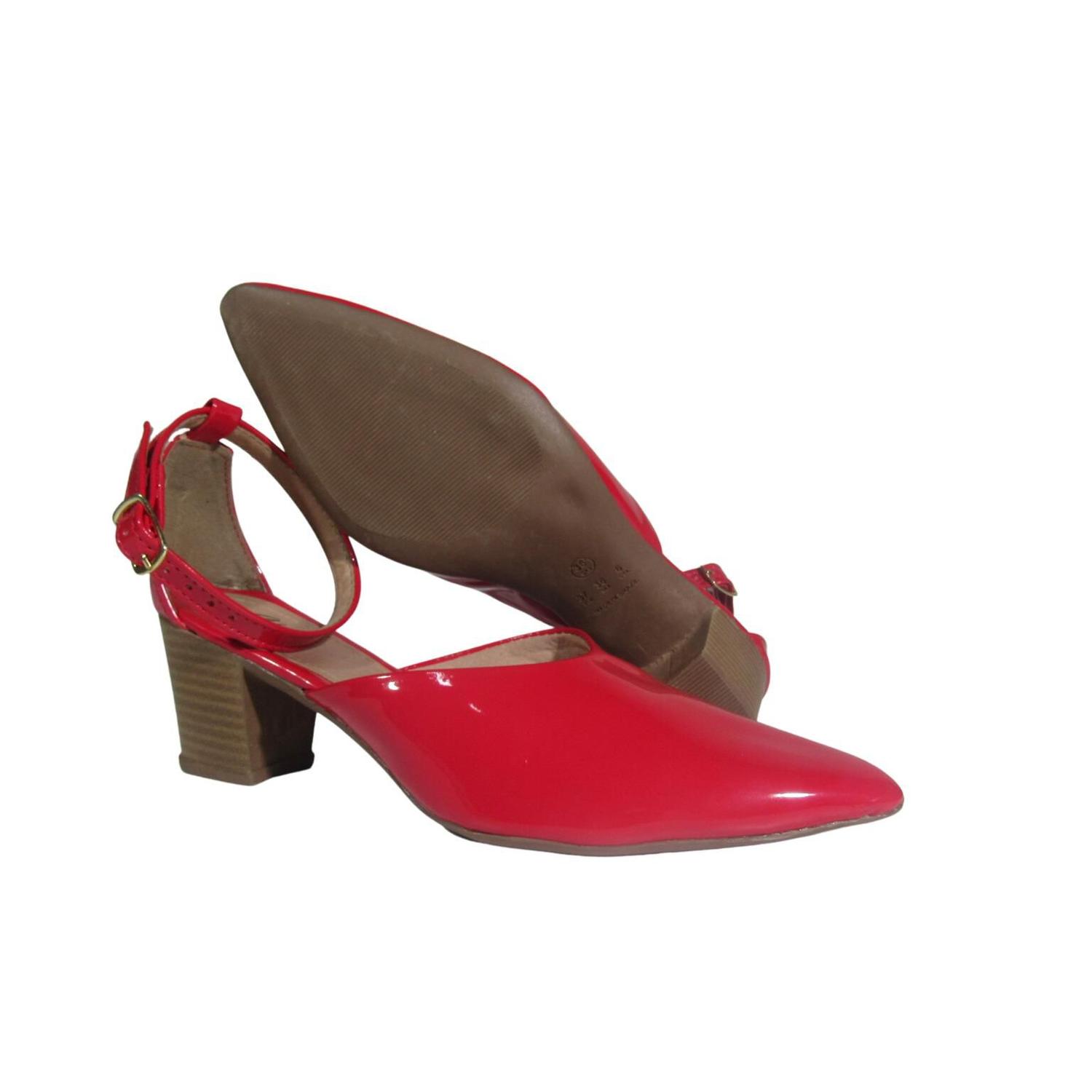 Salto Fino Sandalia Salto Alto Grosso Vermelha Sandália Feminina