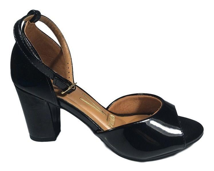 sandalia vizzano preta salto quadrado