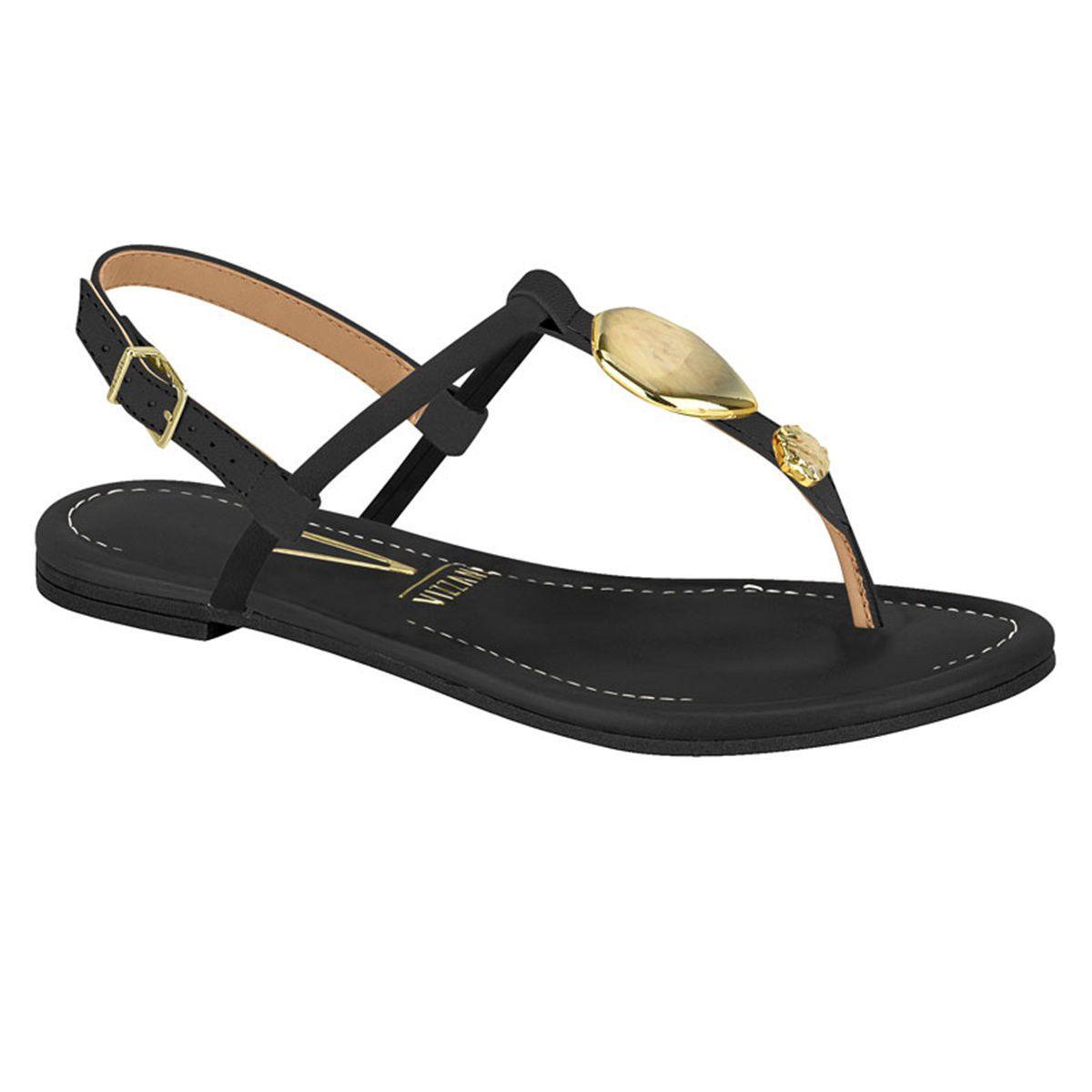 Sandália Rasteira Vizzano Com Pedras - Preto - Braseiro
