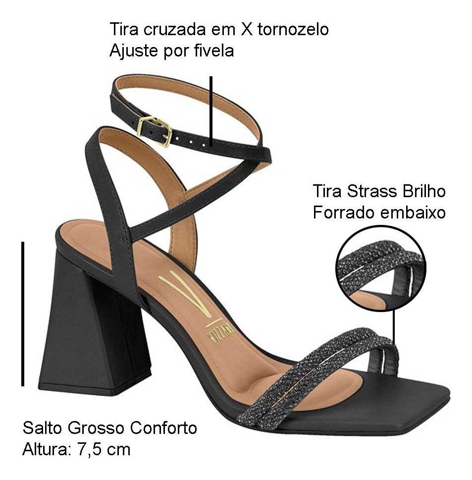Sandalia Vizzano Salto Preto Salto Alto Grosso Da Vizzano Sandália