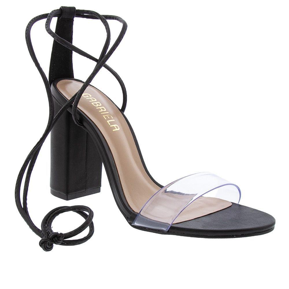 Sandália Gabriela Salto Grosso com Amarração Vinil Preto - Sandália  Feminina - Magazine Luiza