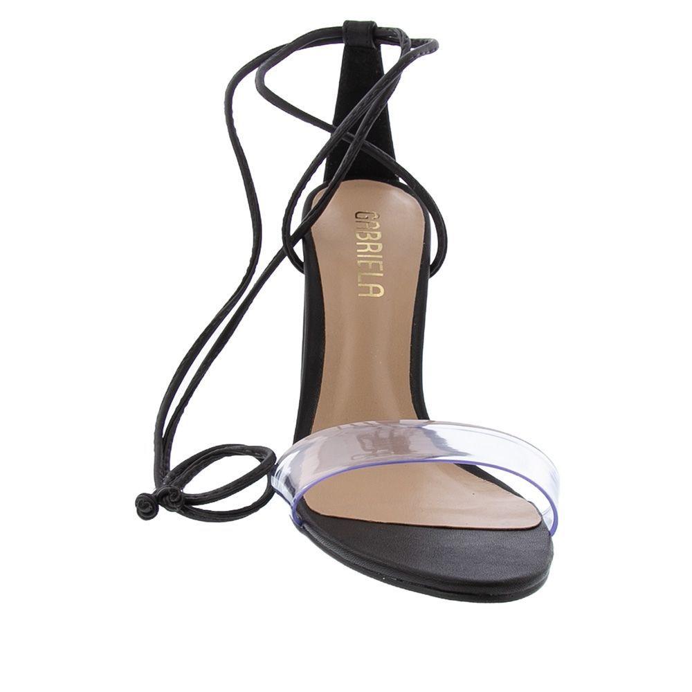 Sandália Gabriela Salto Grosso com Amarração Vinil Preto - Sandália  Feminina - Magazine Luiza