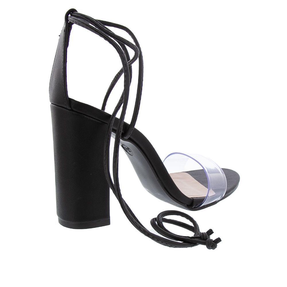 Sandália Gabriela Salto Grosso com Amarração Vinil Preto - Sandália  Feminina - Magazine Luiza