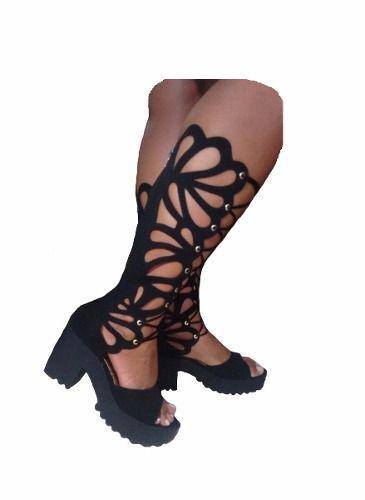 Sandália Gladiadora Salto Alto Tratorado Gladishoes Sandália