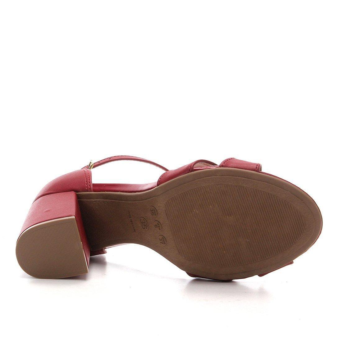 sandália griffe salto grosso tira cruzada feminina