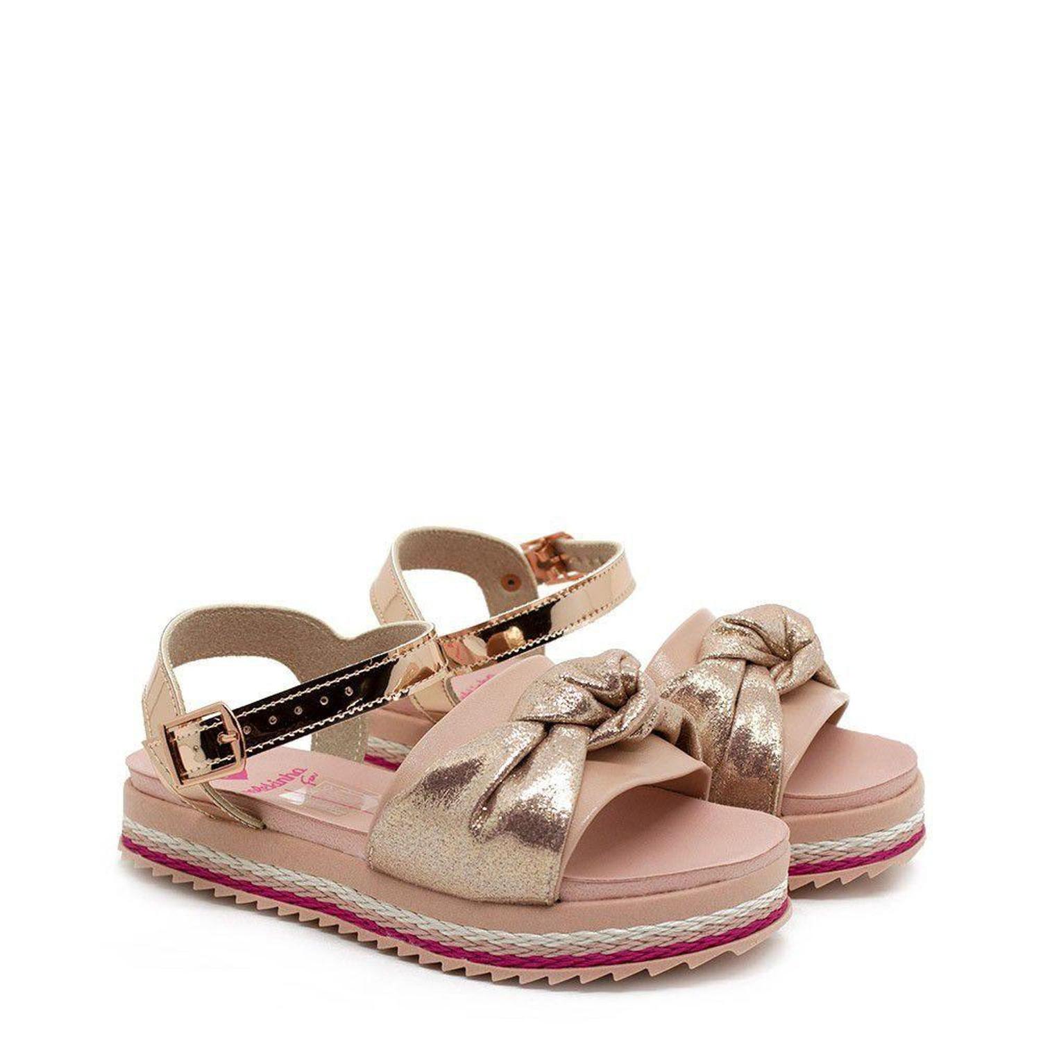 Sandália Infantil Flatform Molekinha 2305.922 - Cor:Rosa/Ouro Rosado -  Tamanho:27 - Sandália Infantil - Magazine Luiza