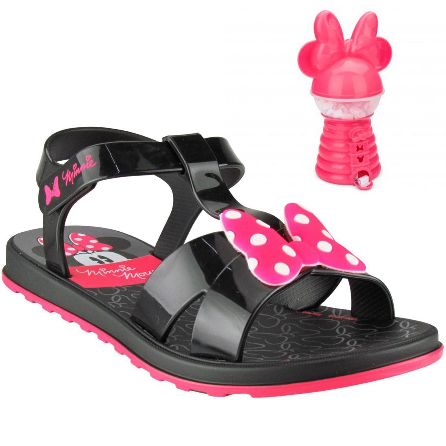 Sandália Infantil Grendene Mickey e Minnie Mensagens 22003 - Cor:  Preto/Rosa - Tamanho: 32/33 - Sandália Infantil - Magazine Luiza